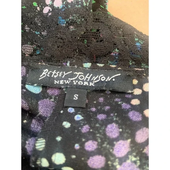 Vintage Betsey Johnson 90 2000 y2k Dot sexy Silk Slip Dress Pattern Lace abstrac - Picture 3 of 8